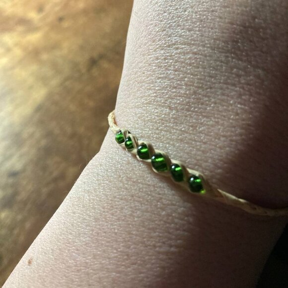 Adjustable Bohemian Friendship Bracelet with Green Glass Beads - Picture 6 of 10